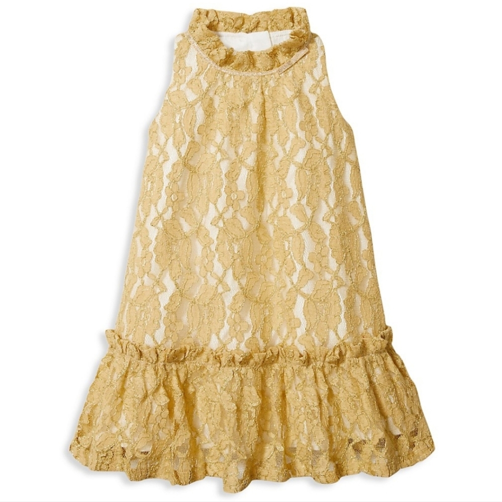 Janie And Jack  Girls Goldtone Lace Dress